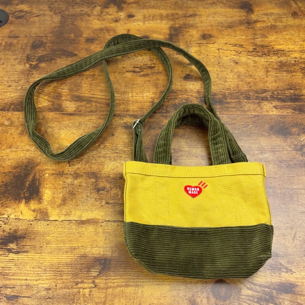 Human Made Mini Shoulder Tote Bag Yellow Green Corduroy